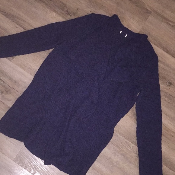 DARK BLUE KNITTED SWEATER CARDIGAN - Picture 1 of 3